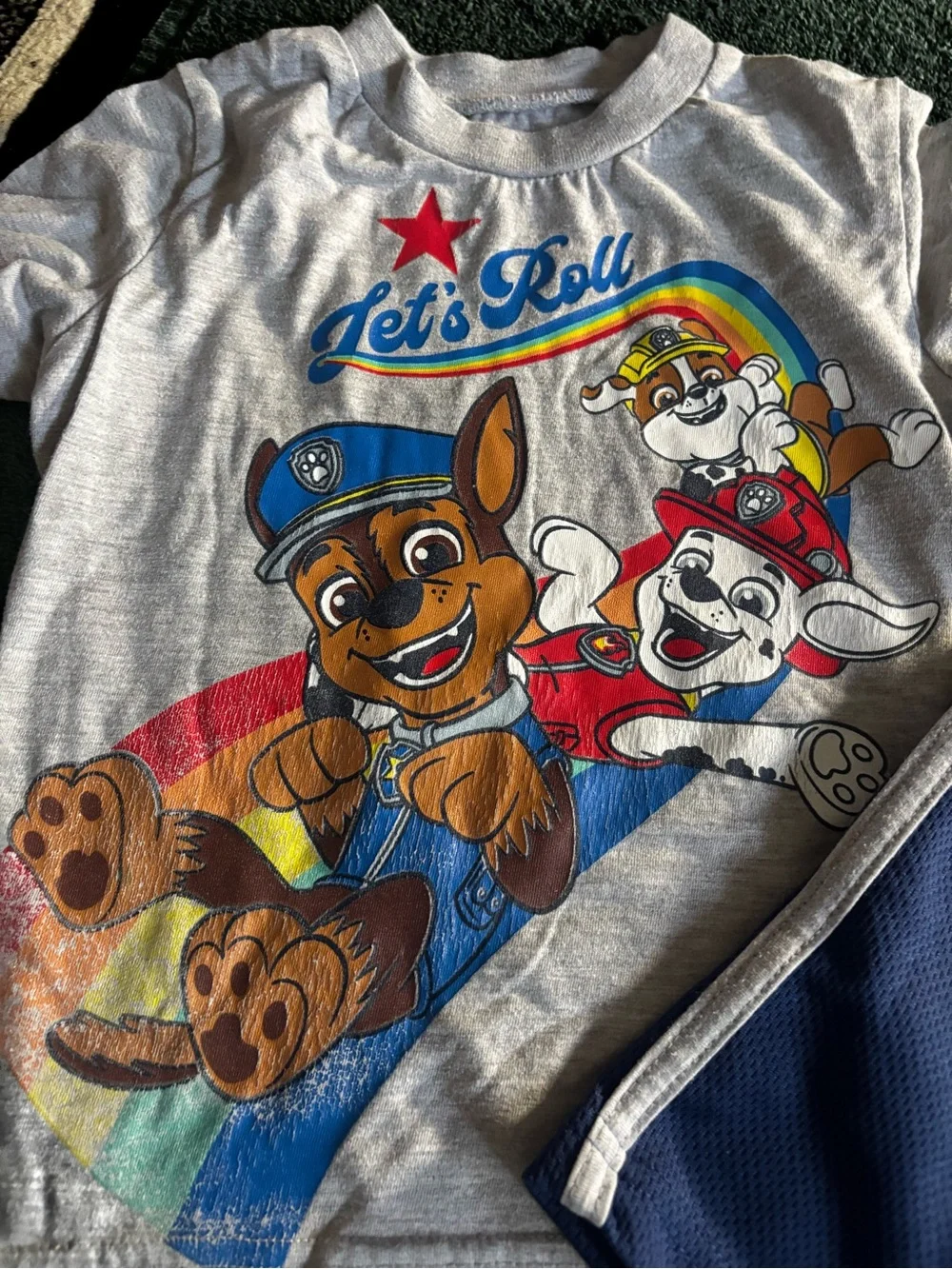 Paw Patrol Gray Graphic Tee with Blue Athletic Shorts boy 3t
